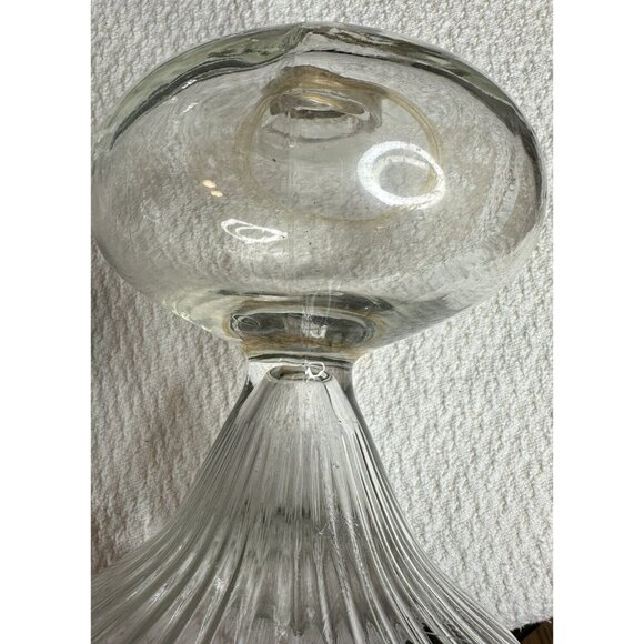 Antique Oil Kerosene Victorian Clear Glass Lamp Base only Ribbed Read - Picture 5 of 8